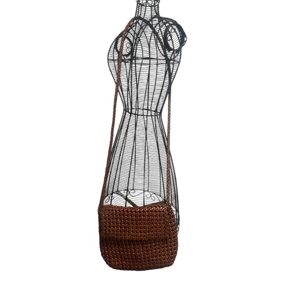 CEE KLEIN ACCESSORIES Leather Woven Boho Crossbody Purse In Copper Brown ✨EUC✨ - Picture 2 of 13